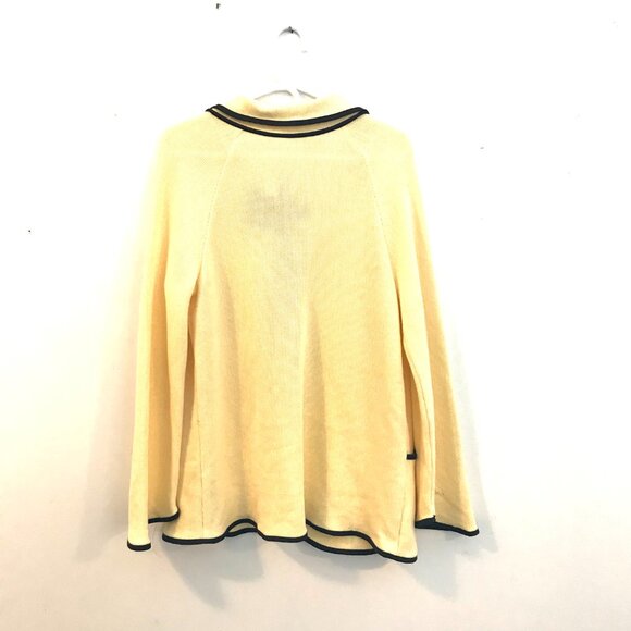 VTG Misook cardigan knit women's L yellow/black logan look retro collar - Picture 2 of 13